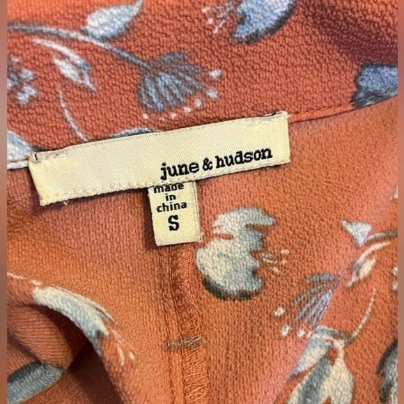 June & Hudson Orange Floral Print Collared Jumpsuit Size Small - Picture 3 of 6